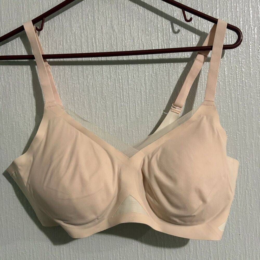Honey Love Pale Pink Bra Lightly Lined Wireless Smoothing Comfort Large